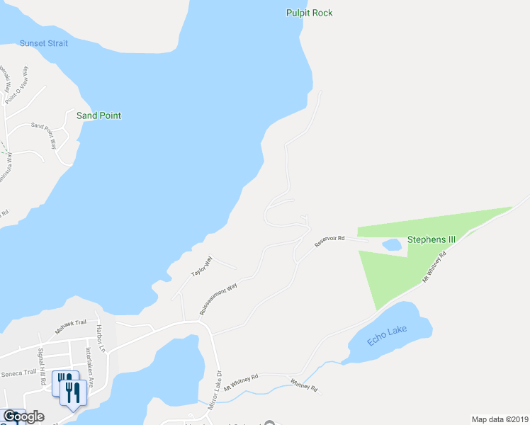 map of restaurants, bars, coffee shops, grocery stores, and more near Ruissemont Rd in Lake Placid