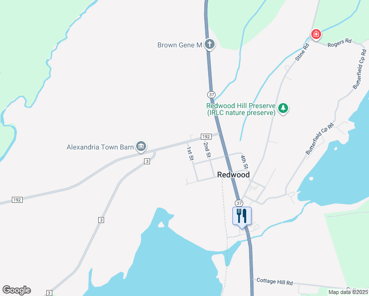 map of restaurants, bars, coffee shops, grocery stores, and more near 28406 County Route 192 in Redwood