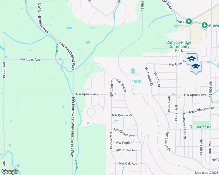 map of restaurants, bars, coffee shops, grocery stores, and more near 2845 Northwest 22nd Street in Redmond