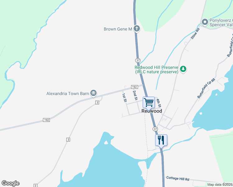 map of restaurants, bars, coffee shops, grocery stores, and more near 28382 County Road 192 in Redwood