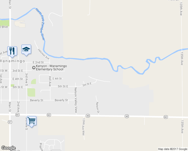 map of restaurants, bars, coffee shops, grocery stores, and more near 911 3rd Street East in Wanamingo