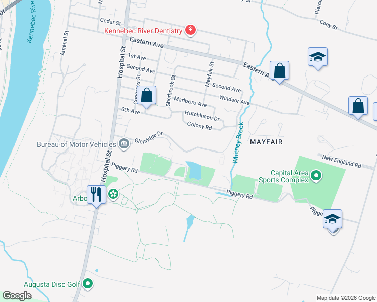 map of restaurants, bars, coffee shops, grocery stores, and more near 22-198 Glenridge Dr in Augusta