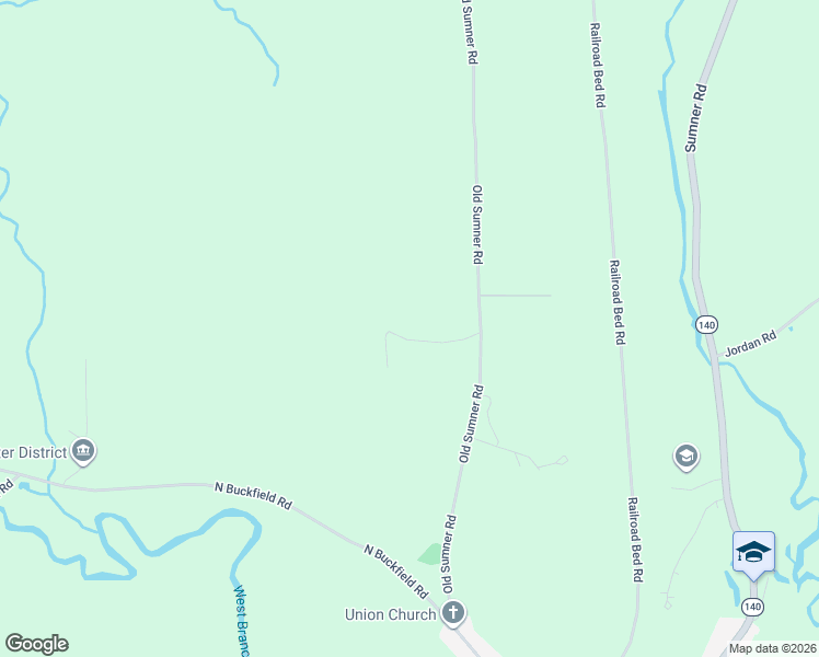 map of restaurants, bars, coffee shops, grocery stores, and more near 65 Willy's Way in Buckfield