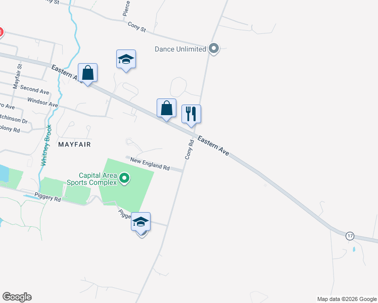 map of restaurants, bars, coffee shops, grocery stores, and more near 231 Cony Road in Augusta