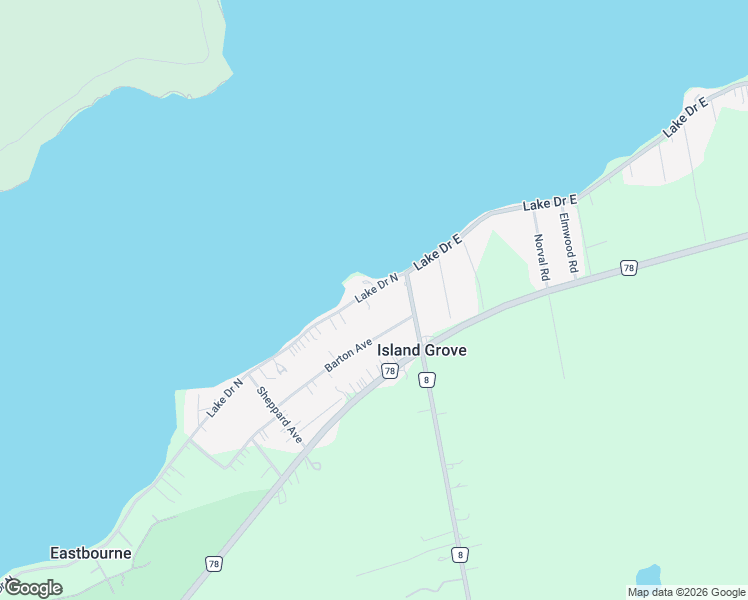 map of restaurants, bars, coffee shops, grocery stores, and more near 1031 Lake Drive North in Georgina