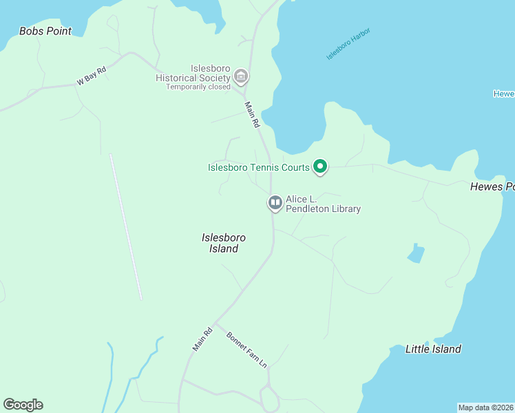 map of restaurants, bars, coffee shops, grocery stores, and more near 310 Main Road in Islesboro