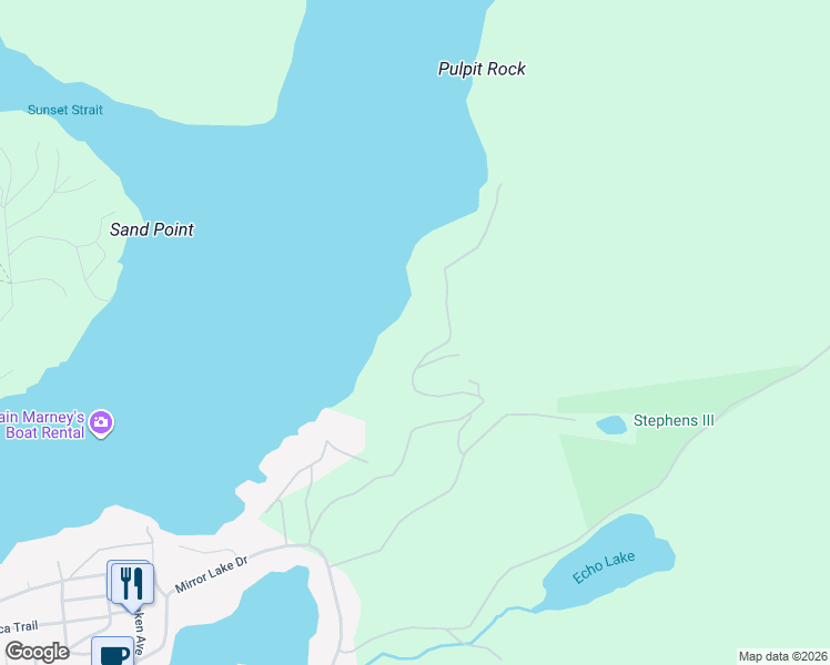 map of restaurants, bars, coffee shops, grocery stores, and more near 153 Ruisseaumont Way in Lake Placid