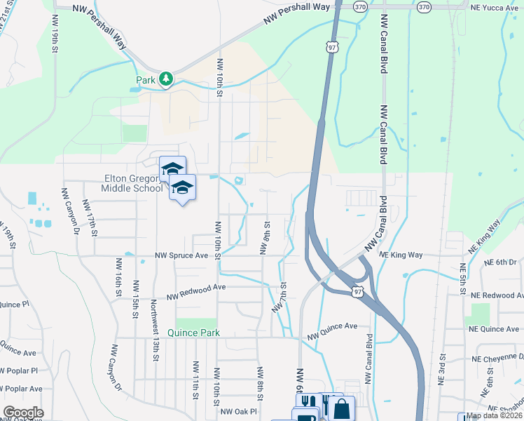 map of restaurants, bars, coffee shops, grocery stores, and more near 3017 Northwest 8th Street in Redmond