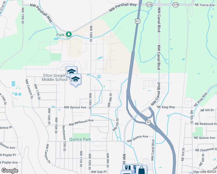 map of restaurants, bars, coffee shops, grocery stores, and more near 3017 Northwest 8th Street in Redmond