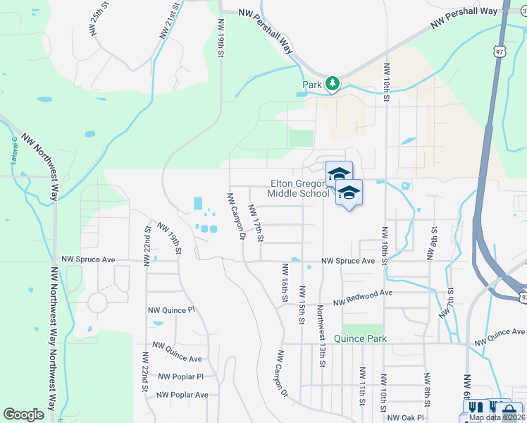 map of restaurants, bars, coffee shops, grocery stores, and more near 1684 Northwest Teakwood Lane in Redmond