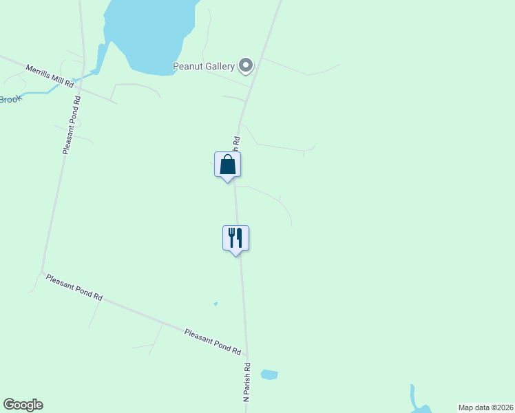 map of restaurants, bars, coffee shops, grocery stores, and more near 497 North Parish Road in Turner