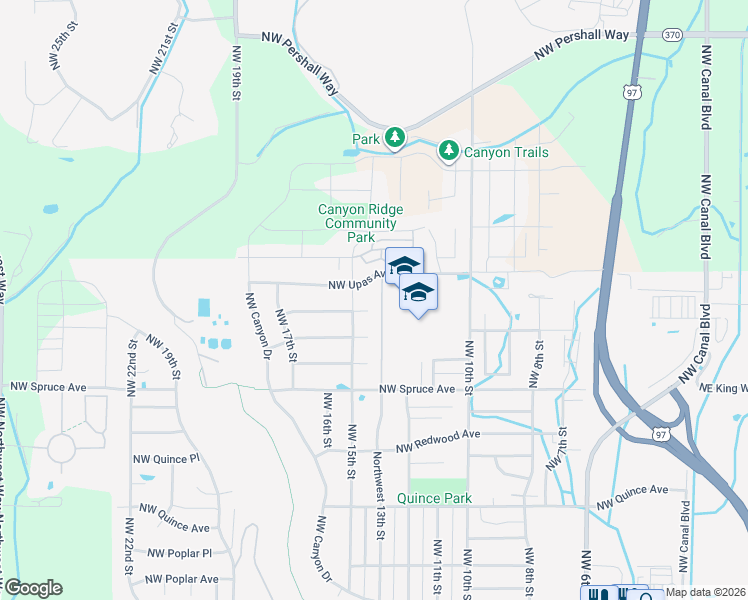 map of restaurants, bars, coffee shops, grocery stores, and more near 1454 Northwest Teakwood Court in Redmond