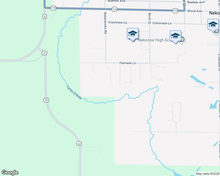 map of restaurants, bars, coffee shops, grocery stores, and more near 895 Waterworks Road in Nekoosa