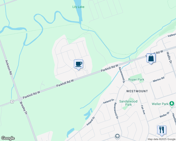 map of restaurants, bars, coffee shops, grocery stores, and more near in Peterborough County