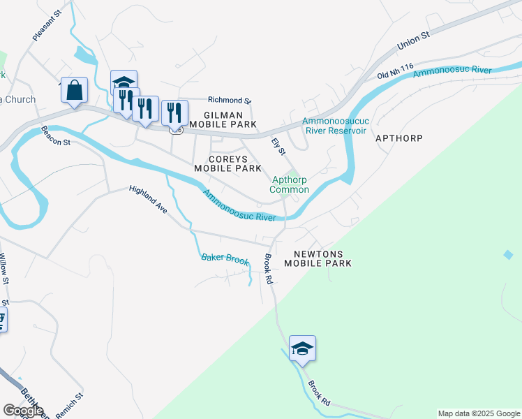 map of restaurants, bars, coffee shops, grocery stores, and more near 224 Washington Street in Littleton