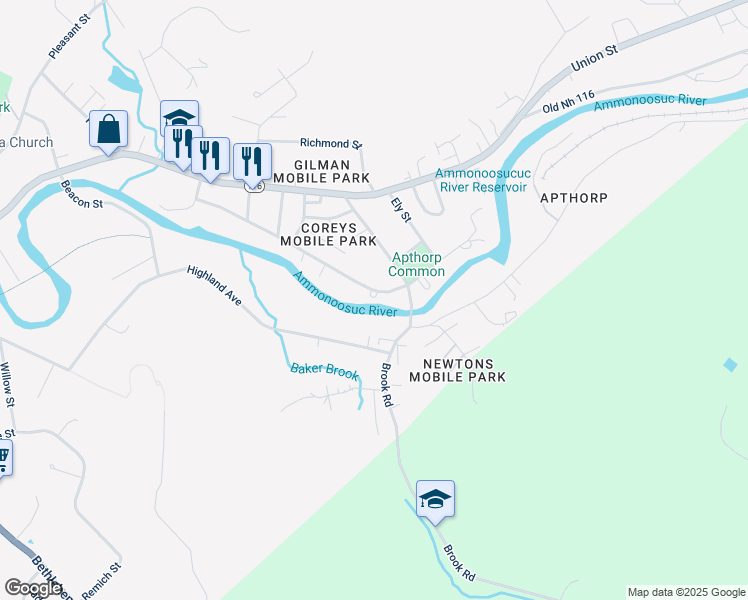 map of restaurants, bars, coffee shops, grocery stores, and more near 224 Washington Street in Littleton