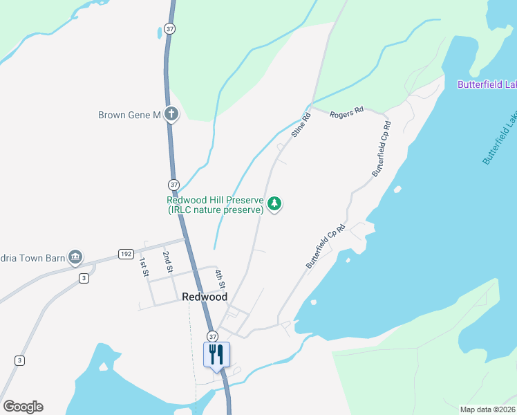 map of restaurants, bars, coffee shops, grocery stores, and more near 44001 Stine Road in Redwood