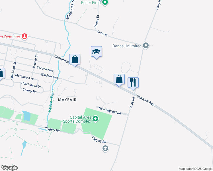 map of restaurants, bars, coffee shops, grocery stores, and more near 264 Eastern Avenue in Augusta