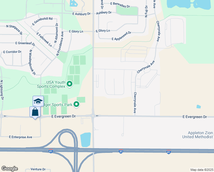 map of restaurants, bars, coffee shops, grocery stores, and more near 3531 Tulip Trail in Appleton