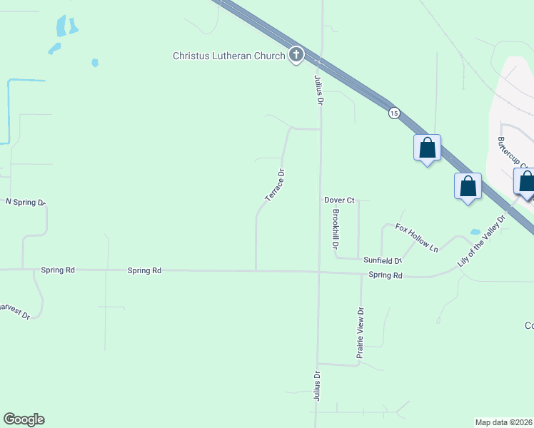 map of restaurants, bars, coffee shops, grocery stores, and more near N1777 Terrace Drive in Greenville