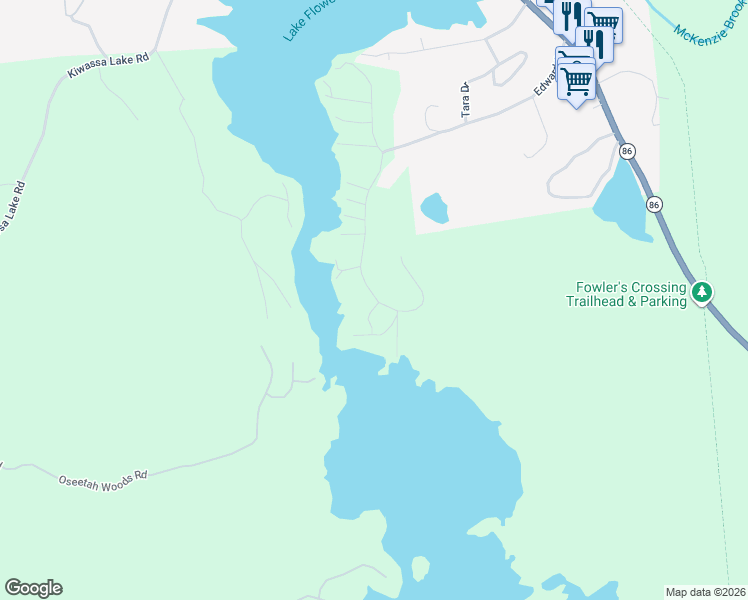 map of restaurants, bars, coffee shops, grocery stores, and more near 357 Vaughn Rd in Saranac Lake