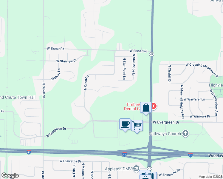 map of restaurants, bars, coffee shops, grocery stores, and more near 1026-1078 Willis Way in Appleton