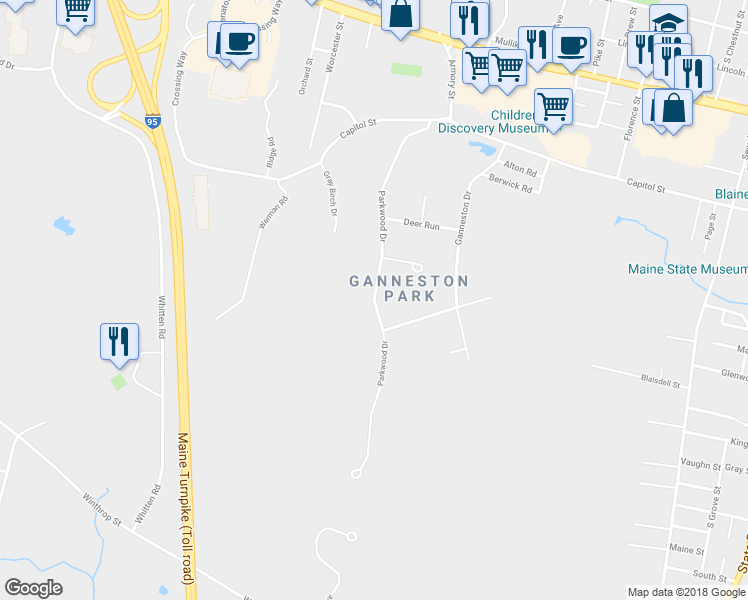 map of restaurants, bars, coffee shops, grocery stores, and more near 189 Parkwood Drive in Augusta