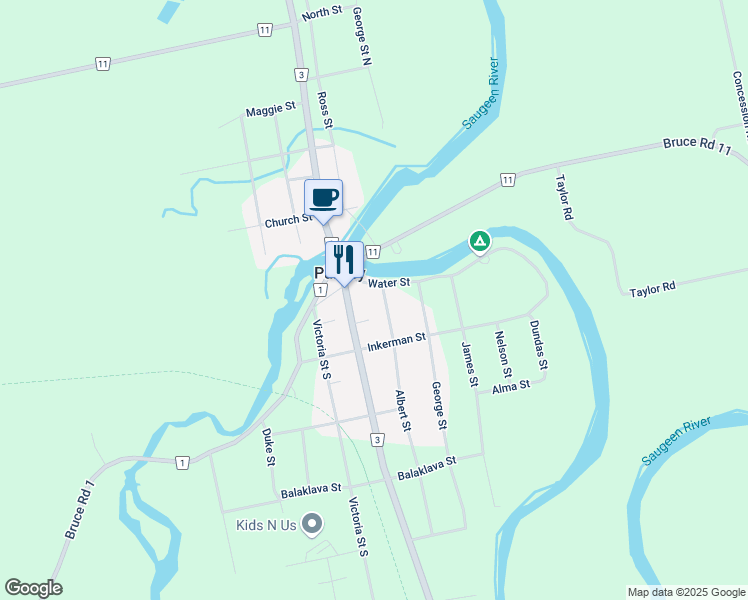 map of restaurants, bars, coffee shops, grocery stores, and more near 306 Albert Street in Paisley