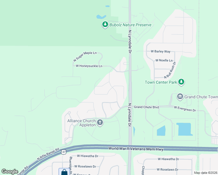 map of restaurants, bars, coffee shops, grocery stores, and more near 2700 West Fallen Oak Drive in Appleton