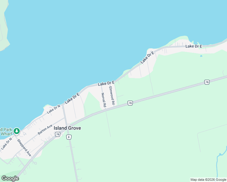 map of restaurants, bars, coffee shops, grocery stores, and more near 835 Elmwood Road in Georgina