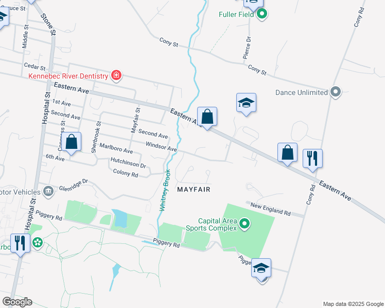 map of restaurants, bars, coffee shops, grocery stores, and more near 5 Hartwell Lane in Augusta