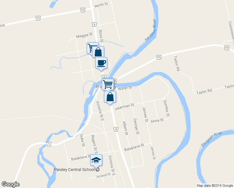 map of restaurants, bars, coffee shops, grocery stores, and more near 306 Albert Street in Paisley