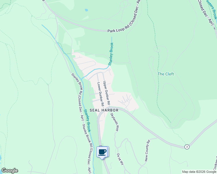 map of restaurants, bars, coffee shops, grocery stores, and more near 2 Upper Dunbar Road in Mount Desert