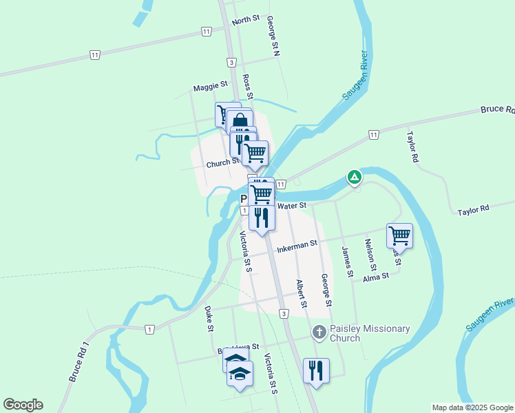 map of restaurants, bars, coffee shops, grocery stores, and more near in Paisley