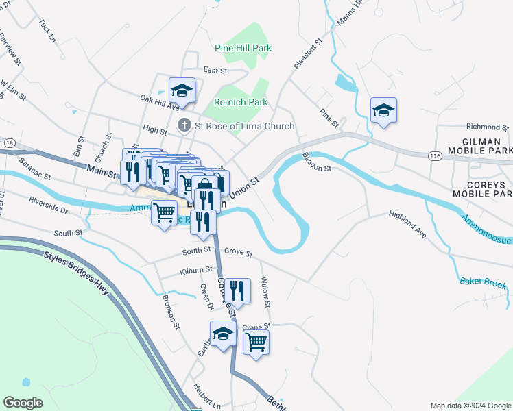 map of restaurants, bars, coffee shops, grocery stores, and more near 44 Lafayette Avenue in Littleton