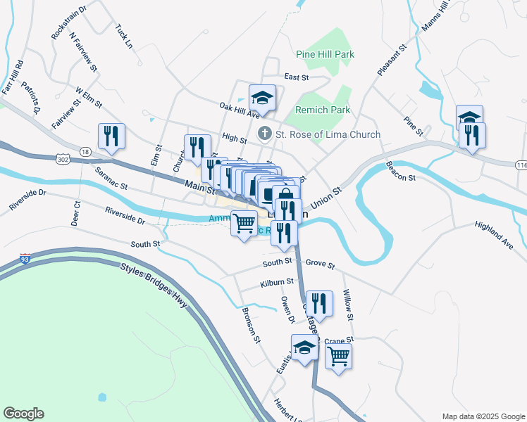 map of restaurants, bars, coffee shops, grocery stores, and more near 42 Mill Street in Littleton