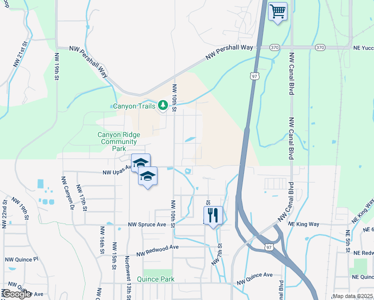 map of restaurants, bars, coffee shops, grocery stores, and more near 3211 U.S. 97 in Redmond
