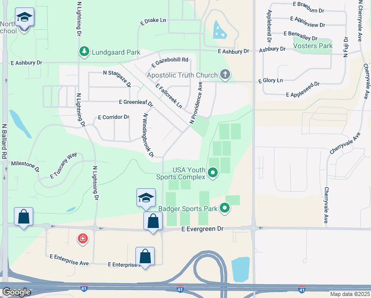 map of restaurants, bars, coffee shops, grocery stores, and more near 4500 North Providence Avenue in Appleton