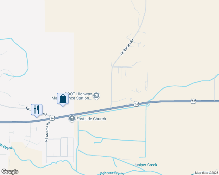 map of restaurants, bars, coffee shops, grocery stores, and more near 685 Barnes Butte Road in Prineville