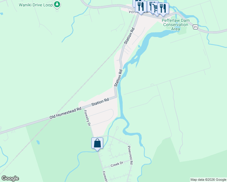 map of restaurants, bars, coffee shops, grocery stores, and more near 4 Old Homestead Road in Georgina