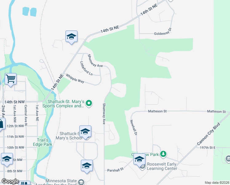 map of restaurants, bars, coffee shops, grocery stores, and more near 707 Legacy Court in Faribault