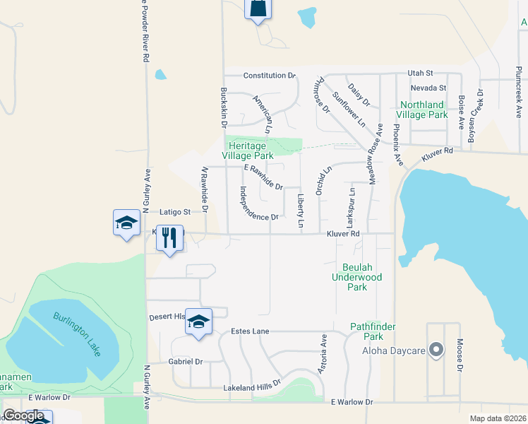 map of restaurants, bars, coffee shops, grocery stores, and more near 60-82 Independence Drive in Gillette