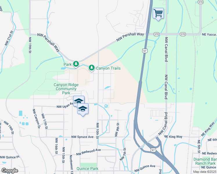 map of restaurants, bars, coffee shops, grocery stores, and more near 3211 U.S. 97 in Redmond