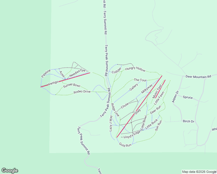 map of restaurants, bars, coffee shops, grocery stores, and more near Terry Peak Summit Road in Lead