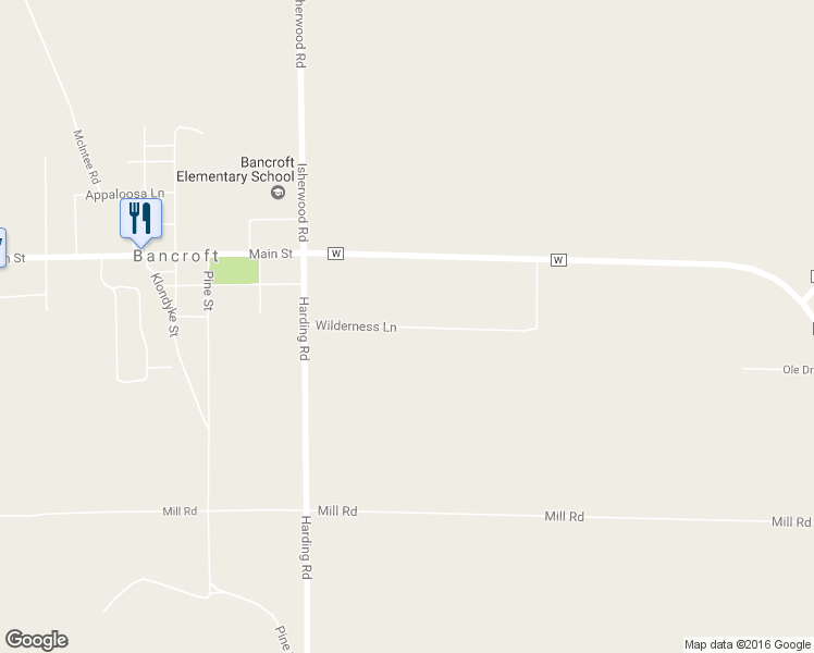 map of restaurants, bars, coffee shops, grocery stores, and more near 5666 Wilderness Lane in Bancroft