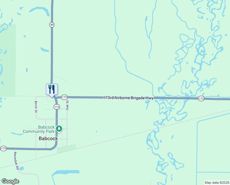 map of restaurants, bars, coffee shops, grocery stores, and more near 7726 173rd Airborne Brigade Highway in Babcock
