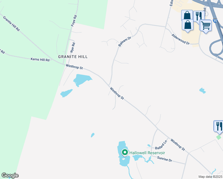 map of restaurants, bars, coffee shops, grocery stores, and more near 359 Winthrop Street in Hallowell