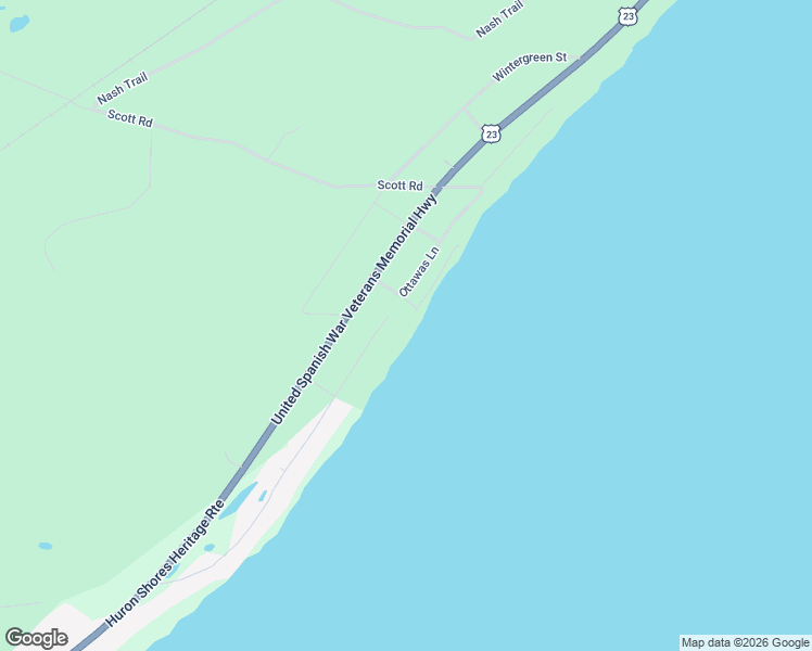 map of restaurants, bars, coffee shops, grocery stores, and more near 800-962 Huron St in East Tawas