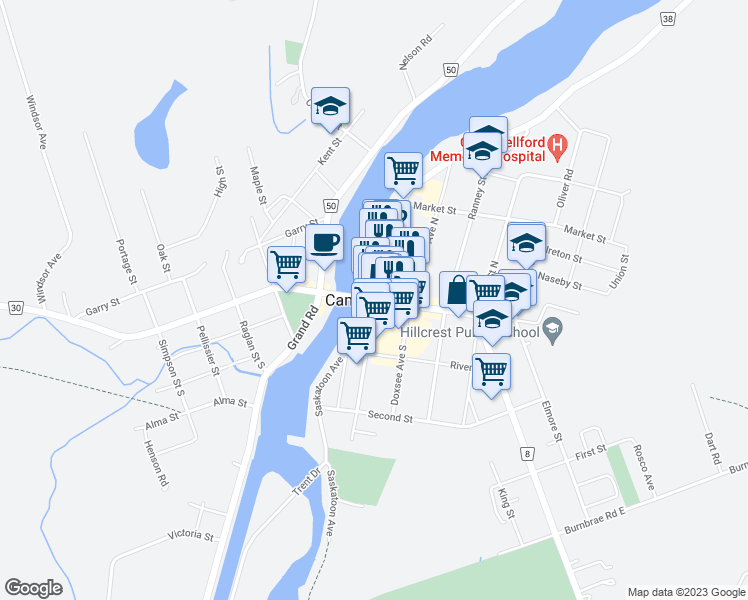 map of restaurants, bars, coffee shops, grocery stores, and more near in Northumberland County