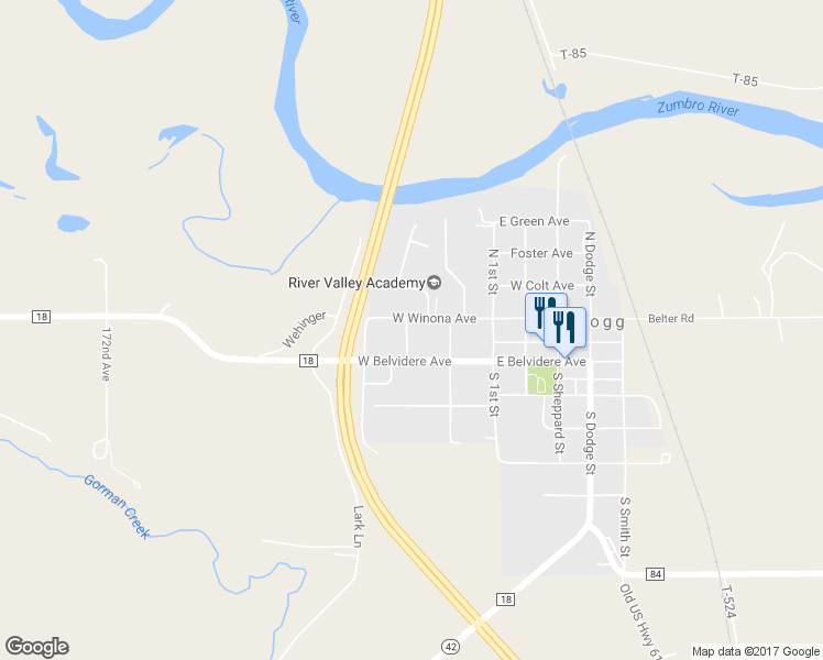 map of restaurants, bars, coffee shops, grocery stores, and more near 235 West Winona Avenue in Kellogg